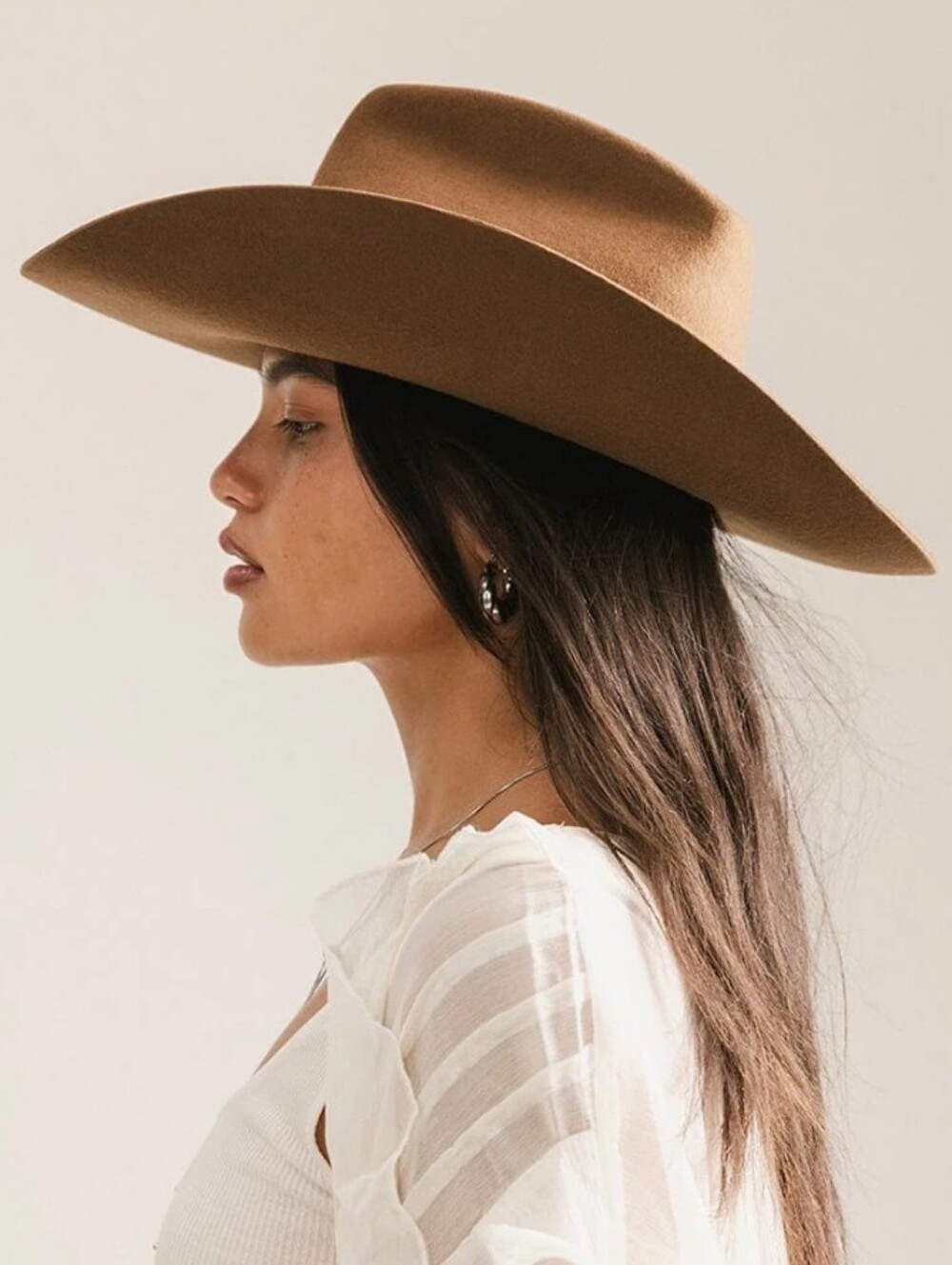 GIGI PIP WESTERN WOOL HAT Classic Brown Wool Felt Fedora coastal Cowgirl Rodeo